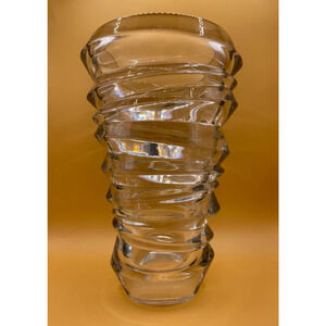 Vintage Nachtmann Heavy Crystal Glass Vase Abstract Riedel Germany